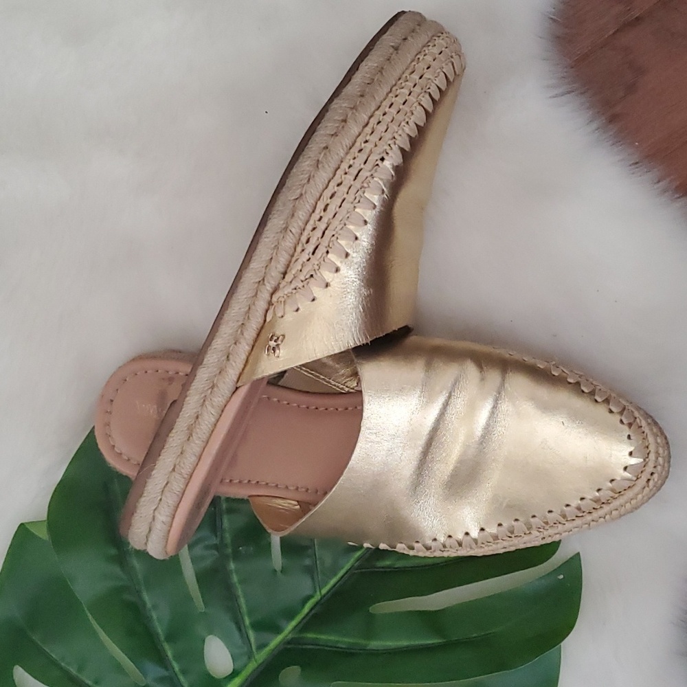 Sam Edelman Austin Metallic Gold Espadrille Slide Size 10